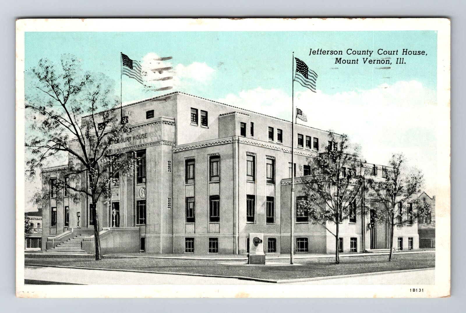 Mount Vernon IL-Illinois, Jefferson County Court House, c1941 Vintage Postcard