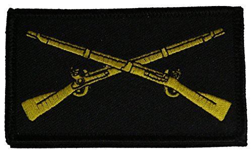 US ARMY INFANTRY CROSSED RIFLES 2 PIECE PATCH HOOK AND LOOP BACKING GRUNT 11B