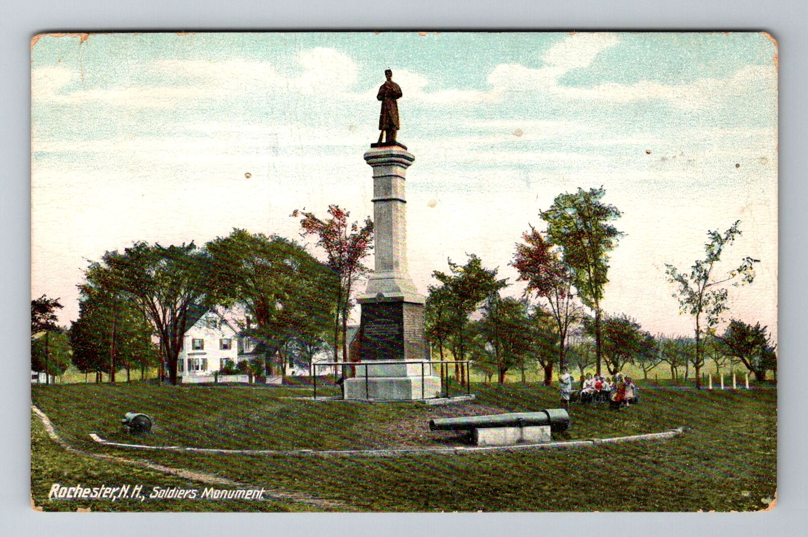 Rochester NH-New Hampshire, Soldiers Monument, Antique Souvenir Vintage Postcard