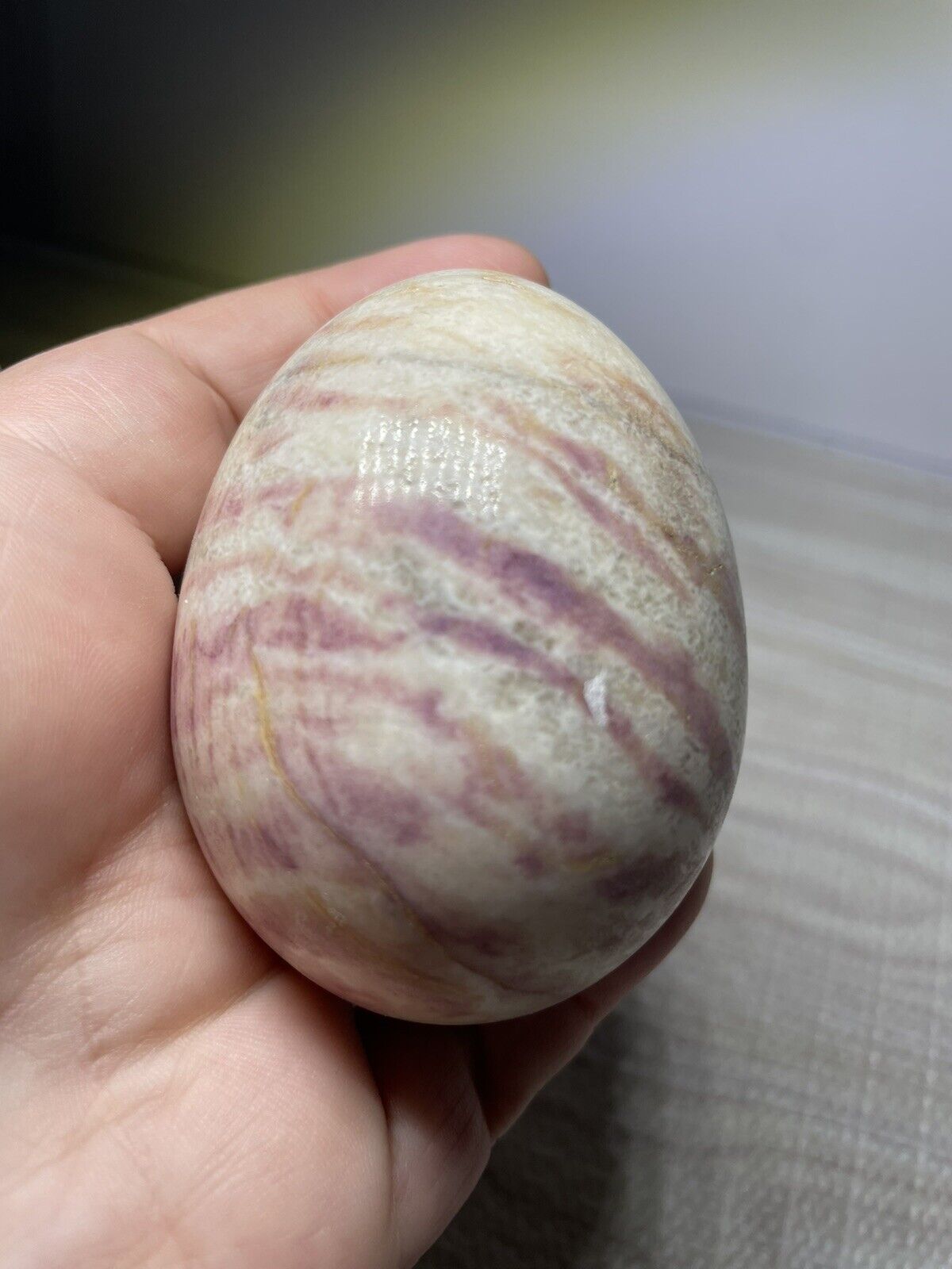 Vintage Alabaster Colored Marble Granite Stone Eggs Lot Of 2