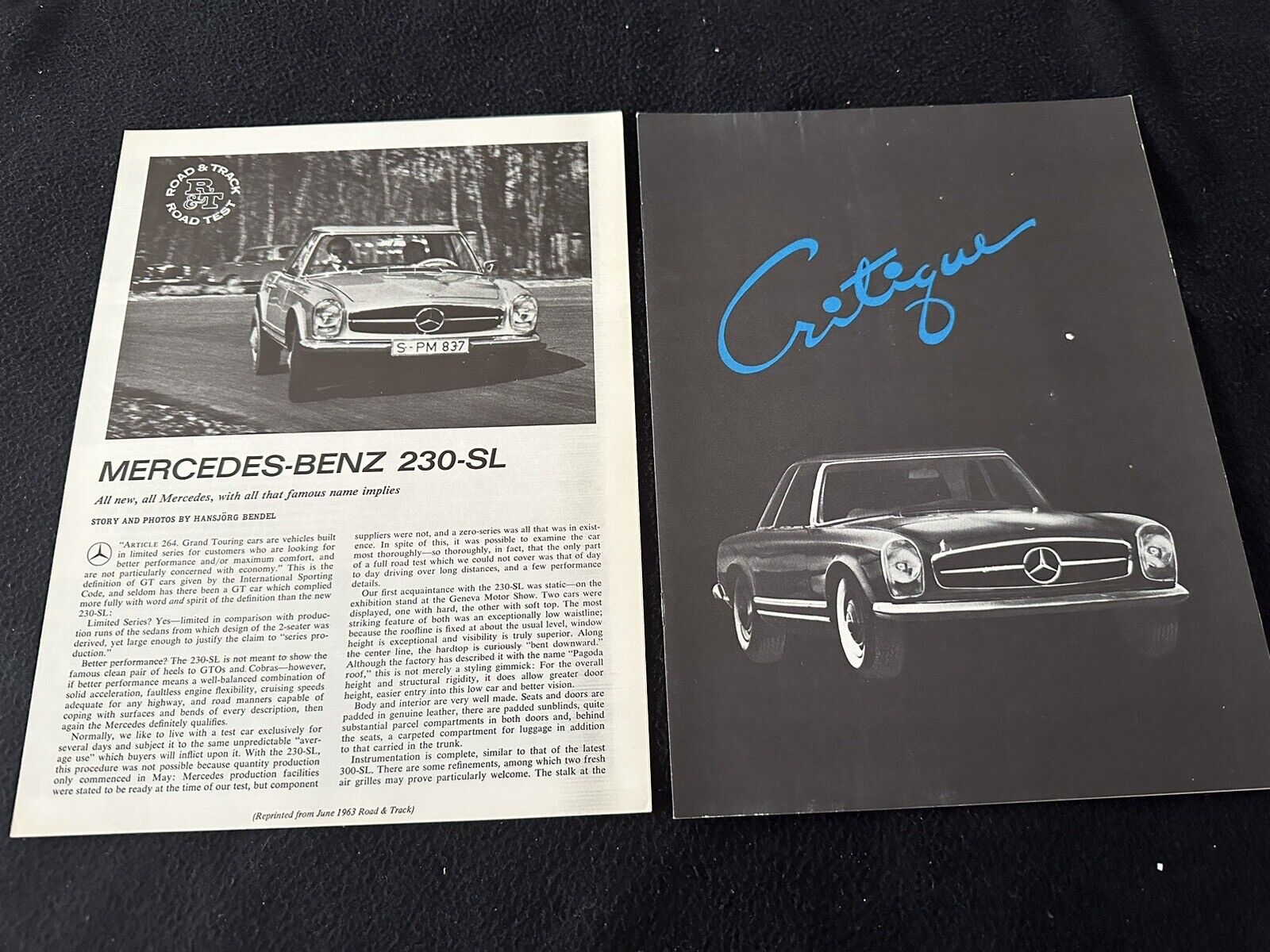 1963 Mercedes Benz 230SL Reprint Article Brochure Set W113 230-SL Pagoda Catalog