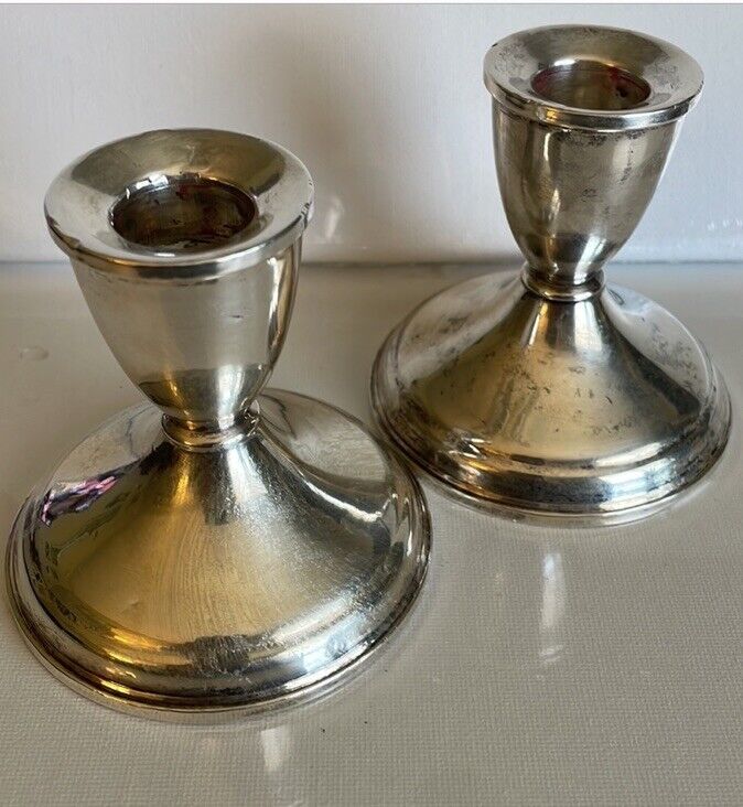 Pair Weighted Sterling  Vintage Candle sticks