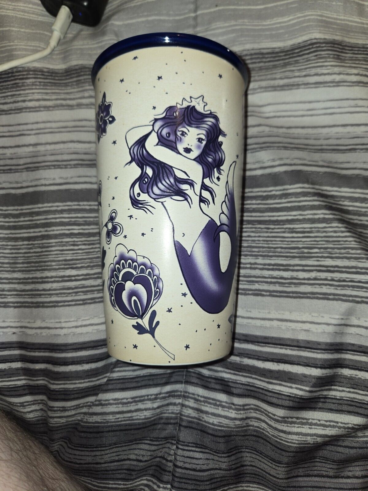Starbucks Blue Siren Sailor Mermaid Tattoo 2016 Ceramic Travel Mug Tumbler 12 Oz