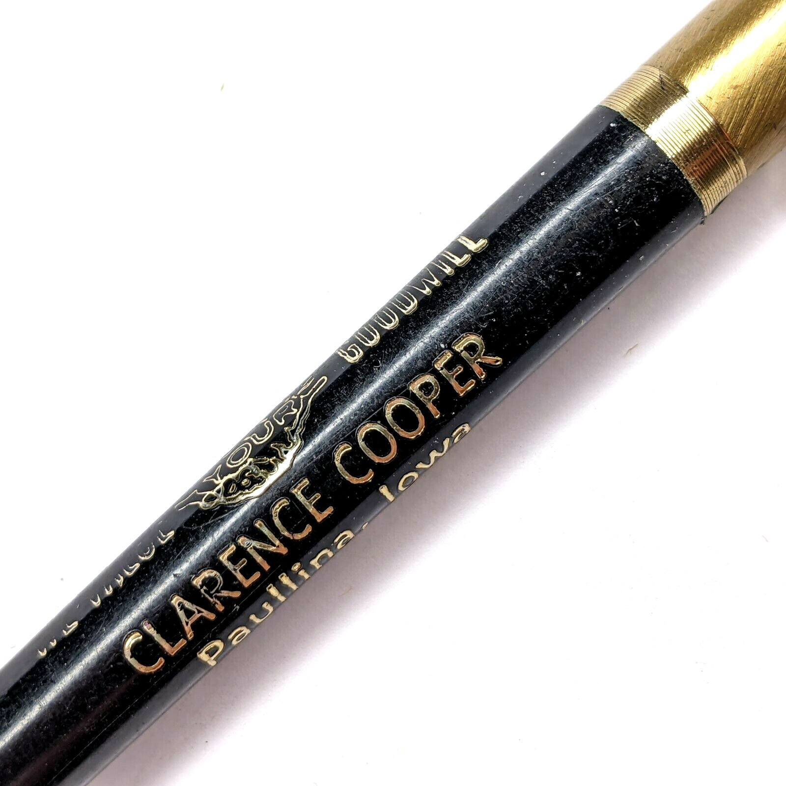 c1970s Paullina, Iowa Clarence Cooper Name Advertising Pen Goodwill Vtg G35