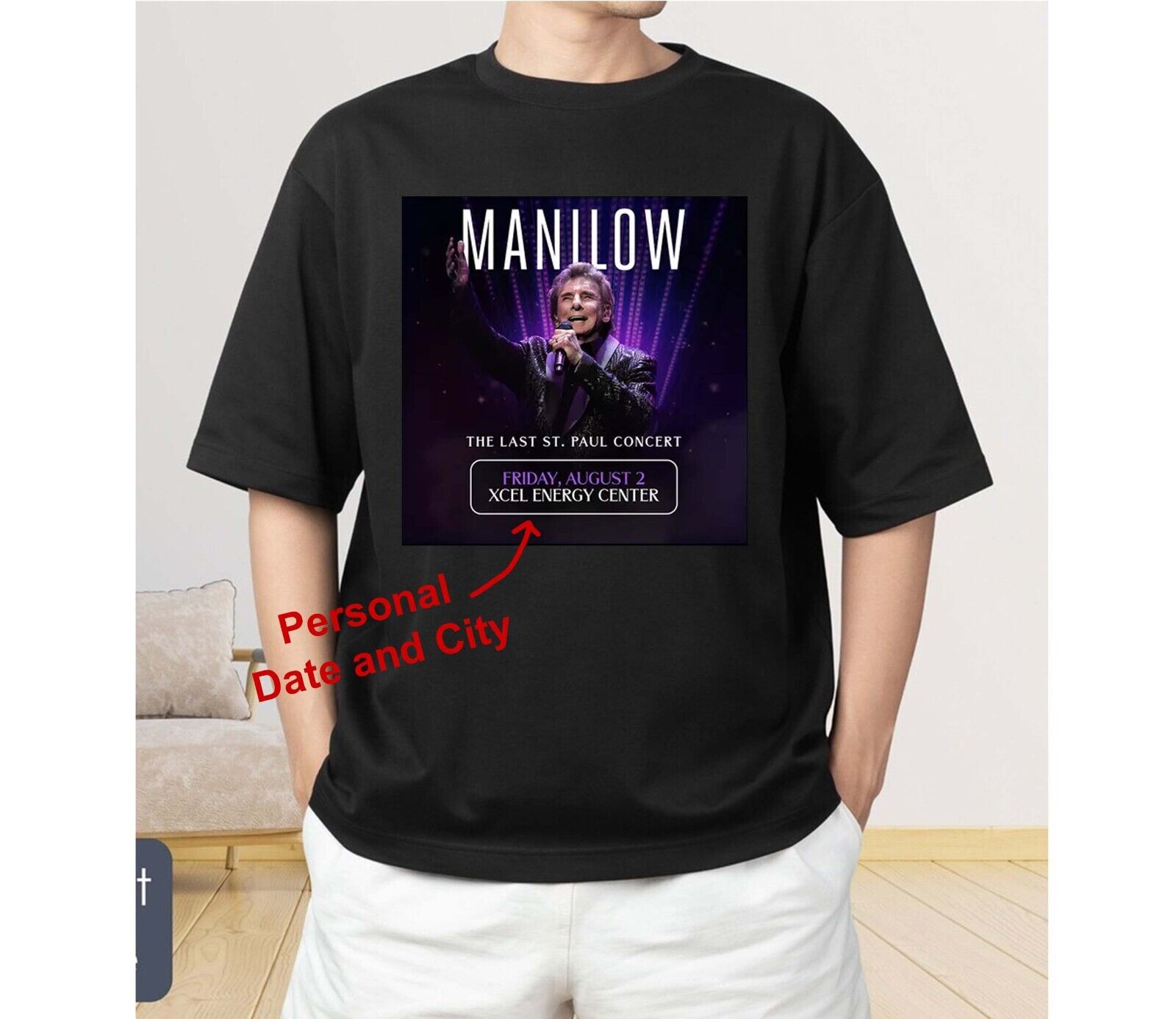 Barry Manilow Tour 2024 Gift For Fan T Shirt , Custom Date Tour Shirt