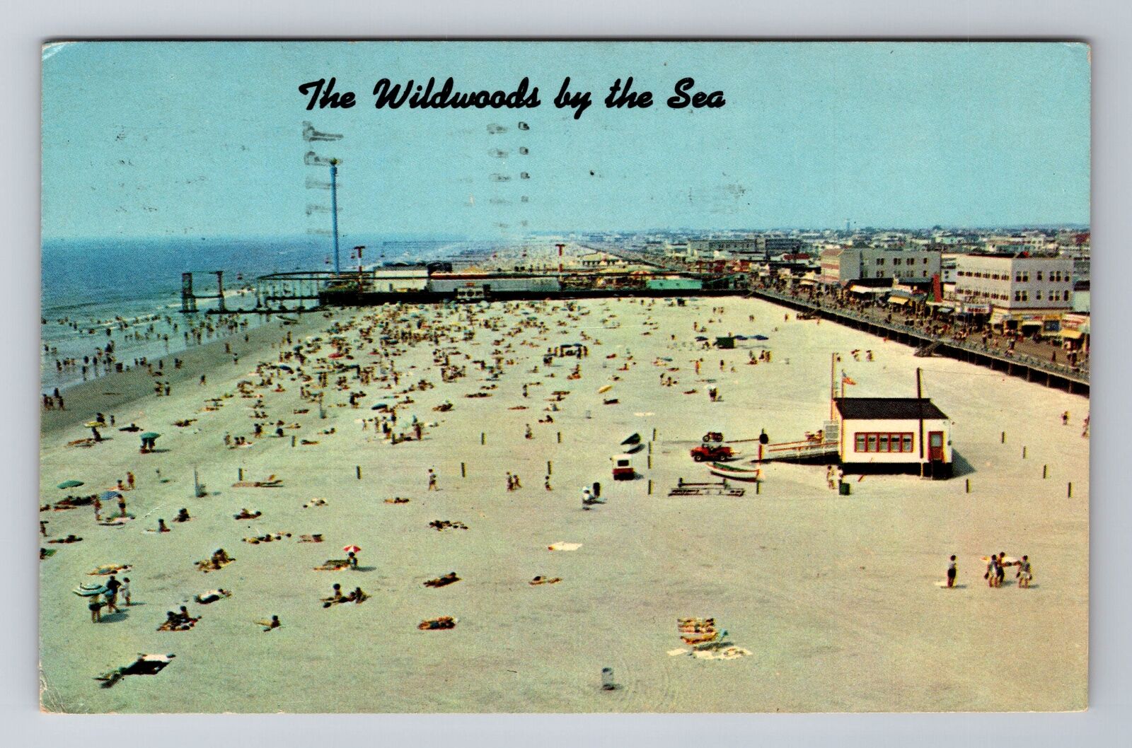 Wildwood by-the-sea NJ-New Jersey, Beach & Fun Pier, Vintage Souvenir Postcard