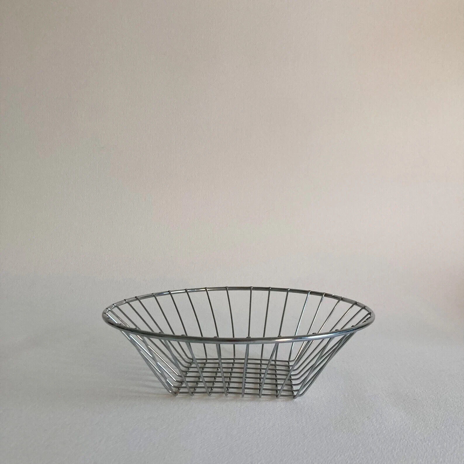 1980s, Modernist Silver Metal Basket w/ Geometric Pattern – 7.75 Inches Wide