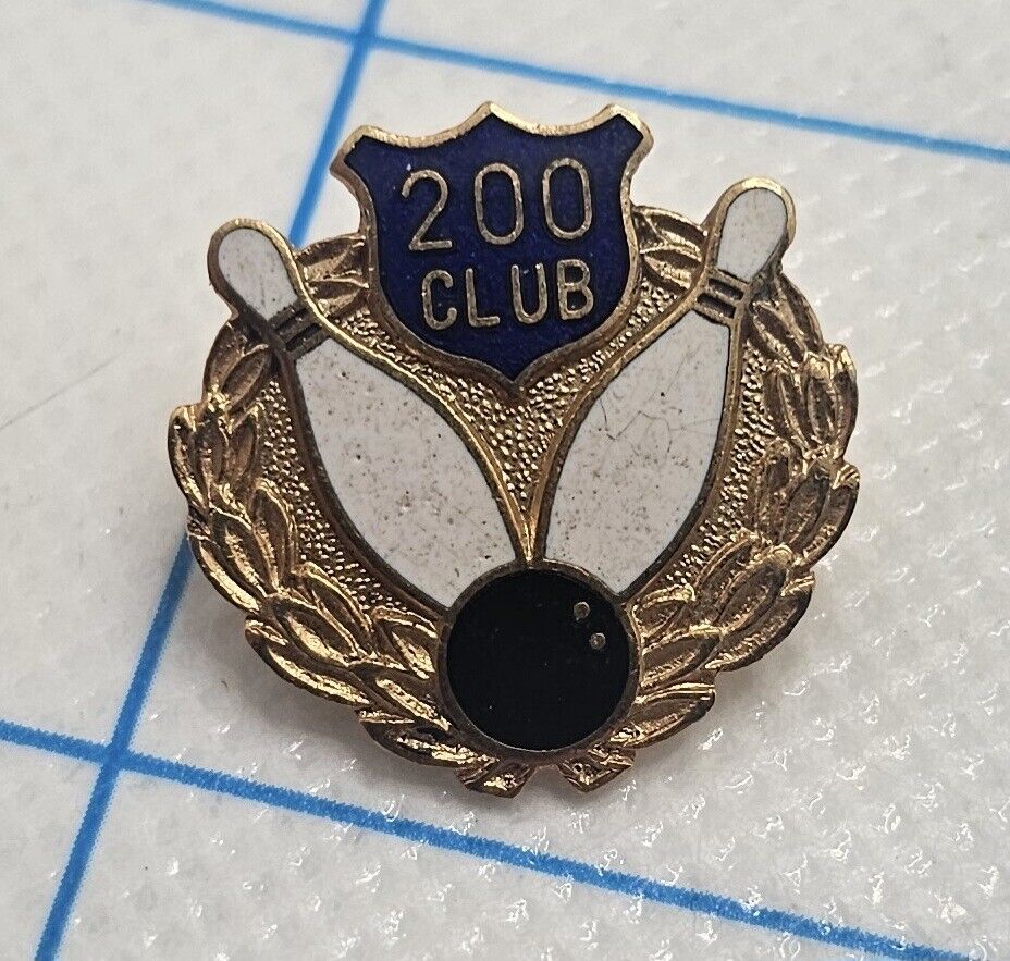 VTG Lapel Pinback Hat Pin 200 Club Bowling Gold Tone Pin