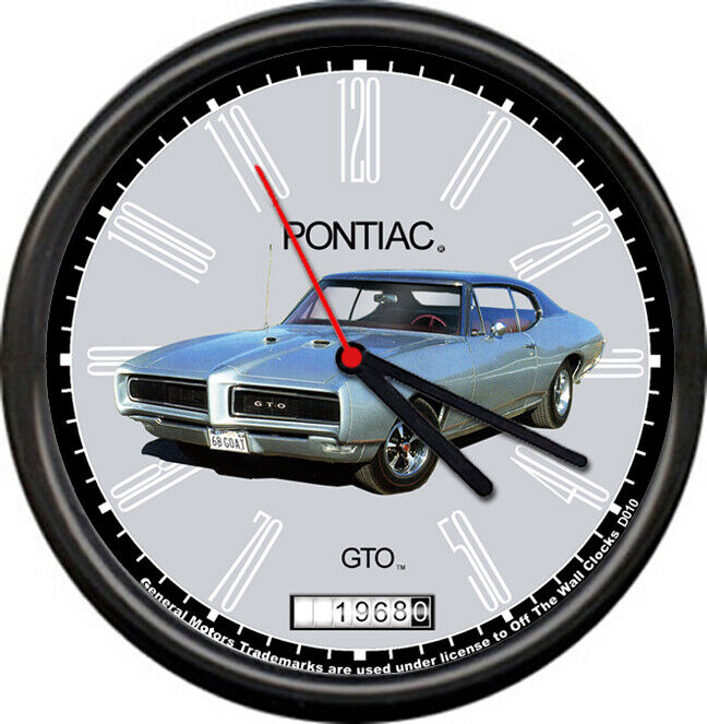 Licensed 1968 Pontiac GTO Racing General Motors Dealer Sign Wall Clock