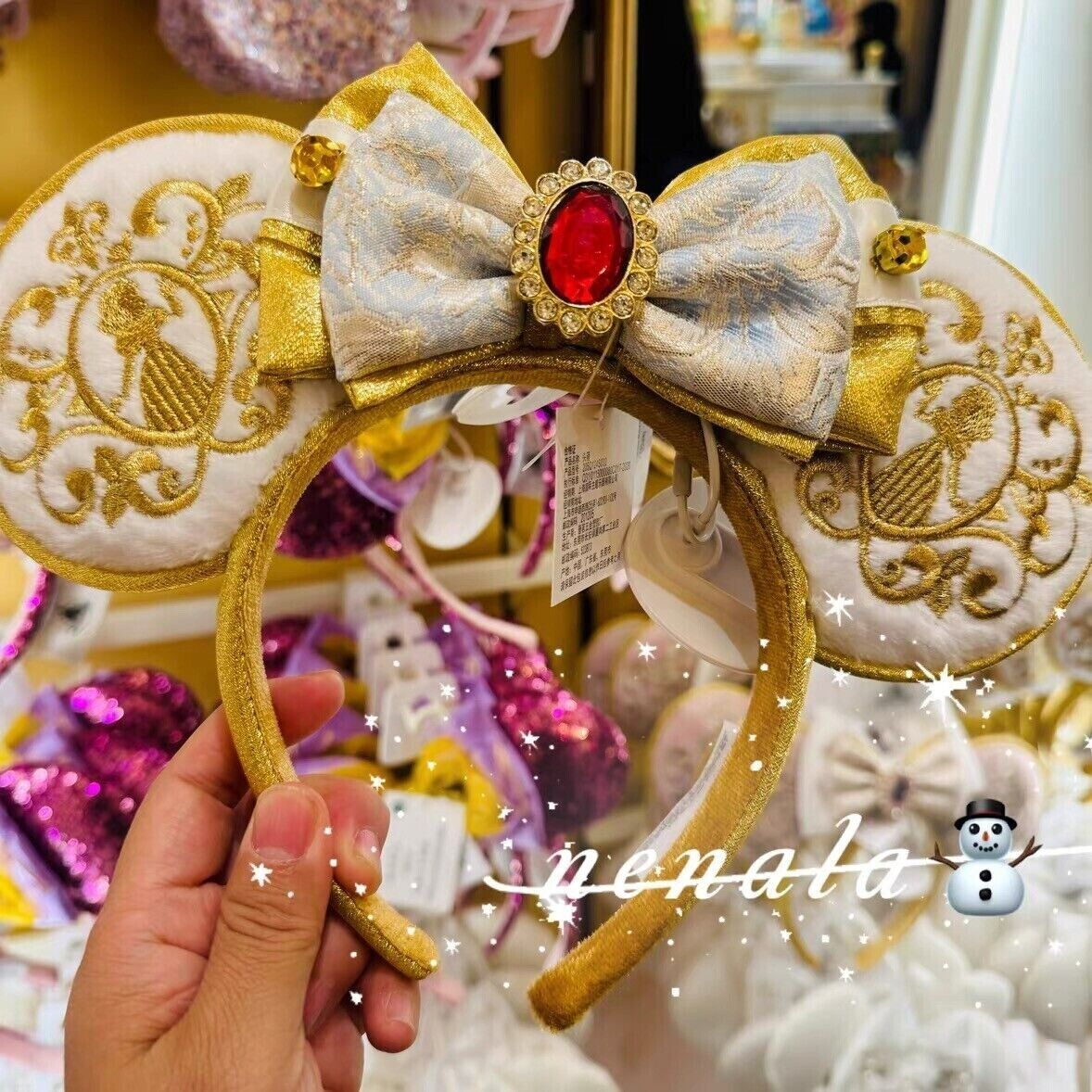 Disney authentic 2024 Snow white bow Minnie Mouse Ears Headband disneyland