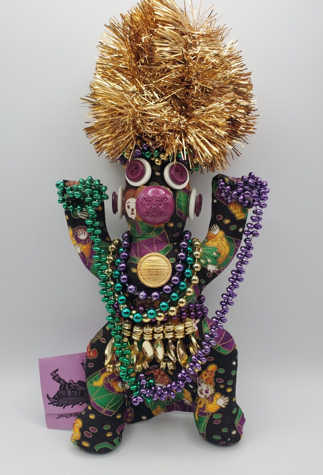 VTG Handcrafted Mardi Gras “MisChief” Collectible Doll- Connie Born w/ Tags 1998