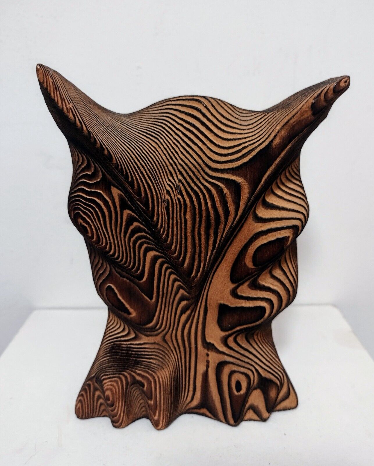 Vintage Gerd Untermann Owl Cryptomeria Wood Sculpture Signed Canada Carved