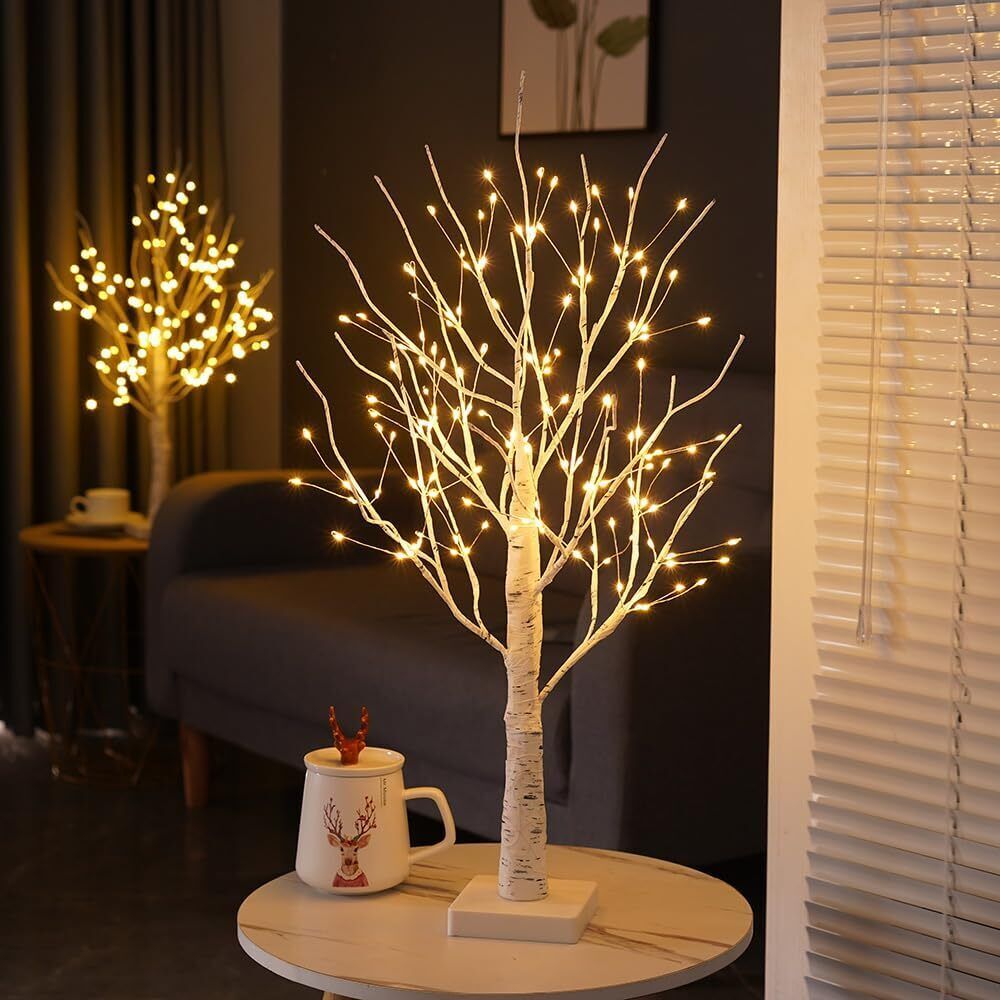 Birch Tree with LED Lights, 2FT 144 LEDs Warm Light 144 Leds 
