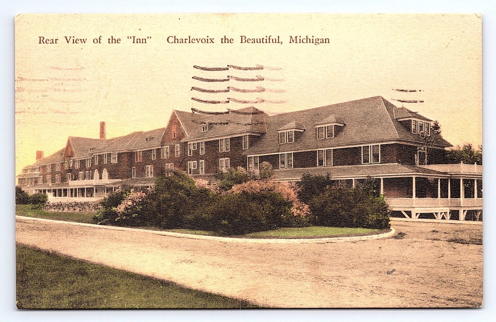 Postcard Rear View The Inn Charlevoix The Beautiful Michigan MI Albertype Co