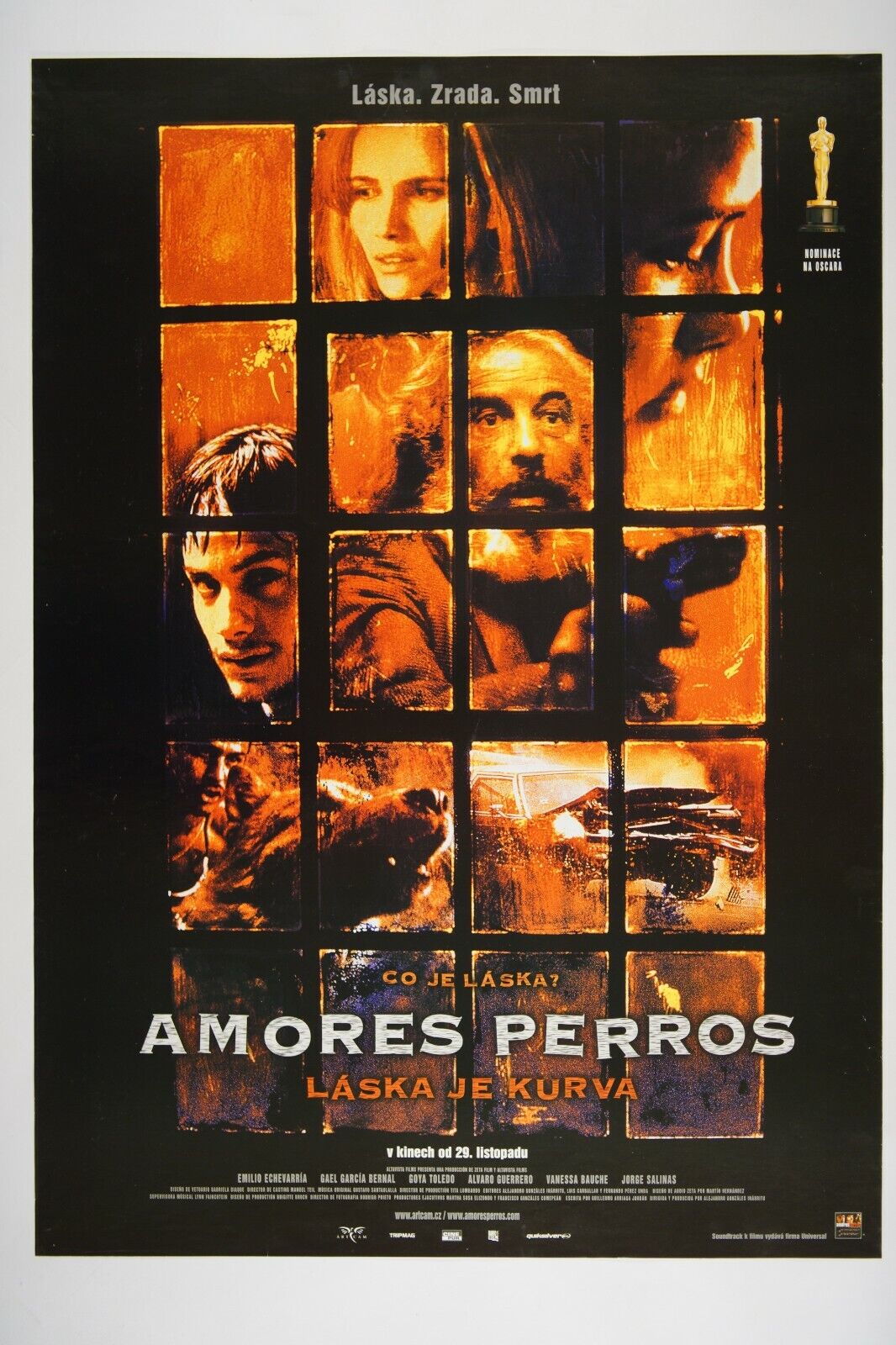 AMORES PERROS 23x33 Original Czech movie poster 2000 GAEL GARCÍA BERNAL IÑÁRRITU