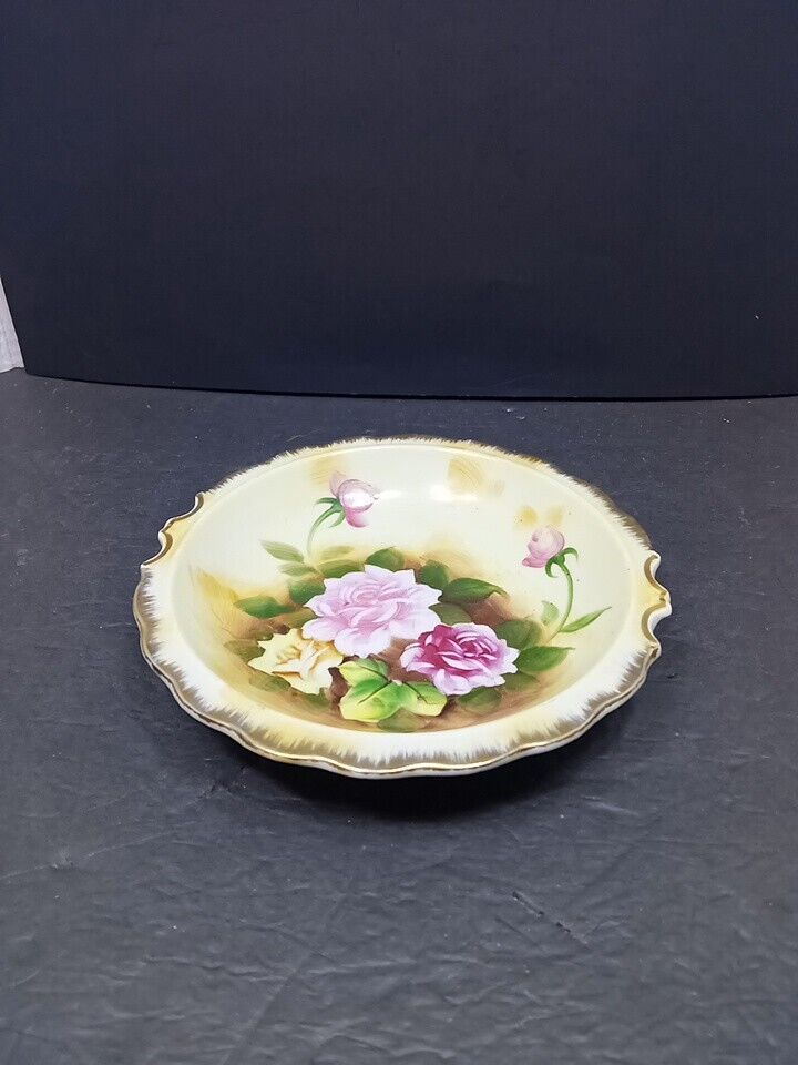 ❤️ Vintage Brinn's Hand Painted Floral Rose Bowl E2360.  Made in Japan