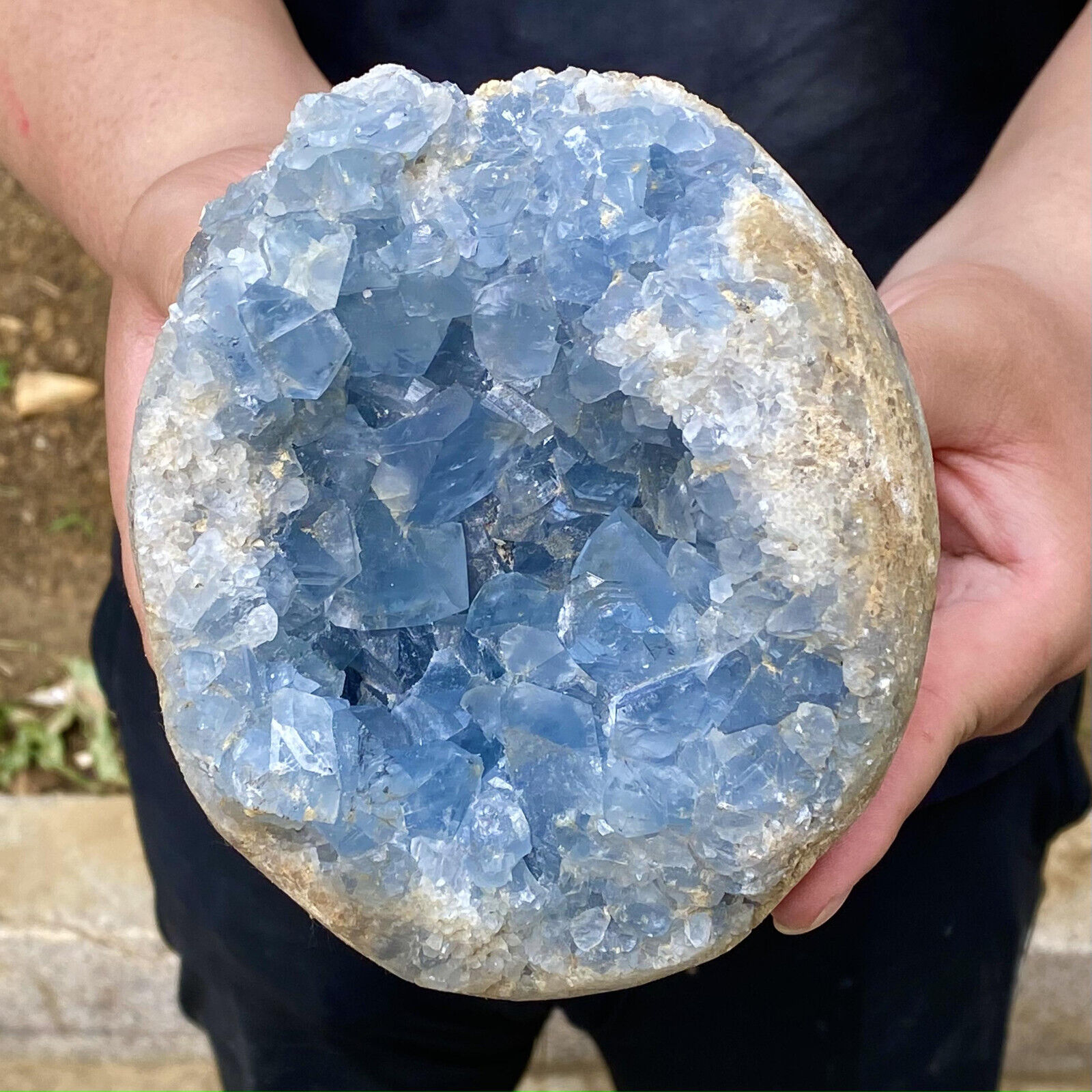 6.88LB Natural Beautiful Blue Celestite Crystal Geode Cave Mineral Specimen .。