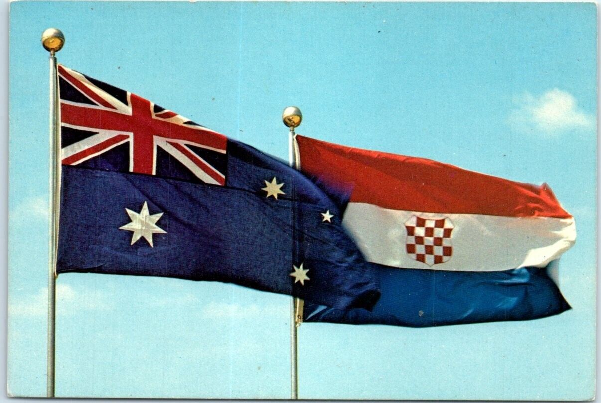 Postcard - Australian and Croatian flags