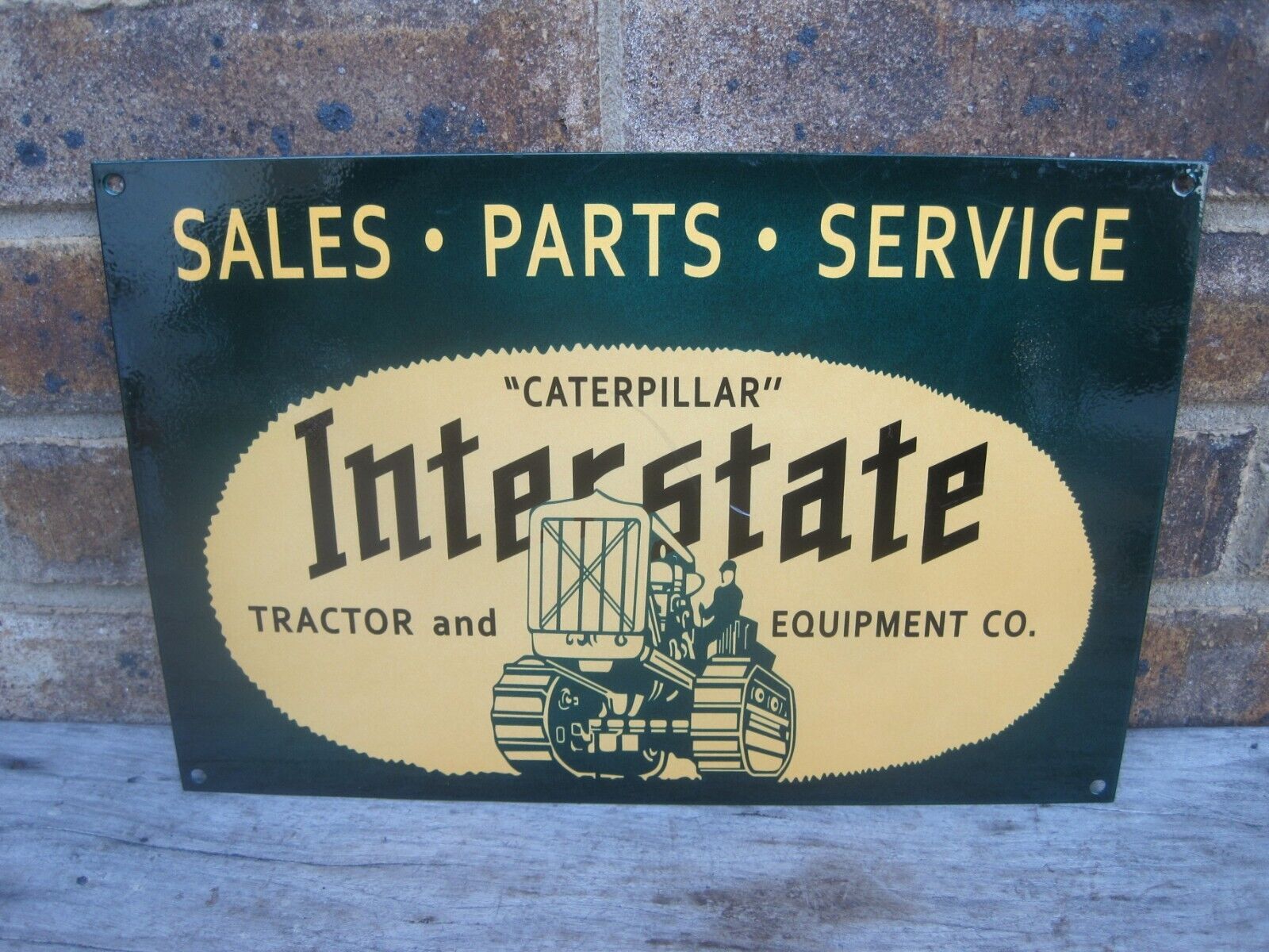 Caterpillar Interstate Farm Tractors Advertising Porcelain Enamel Sign 8\