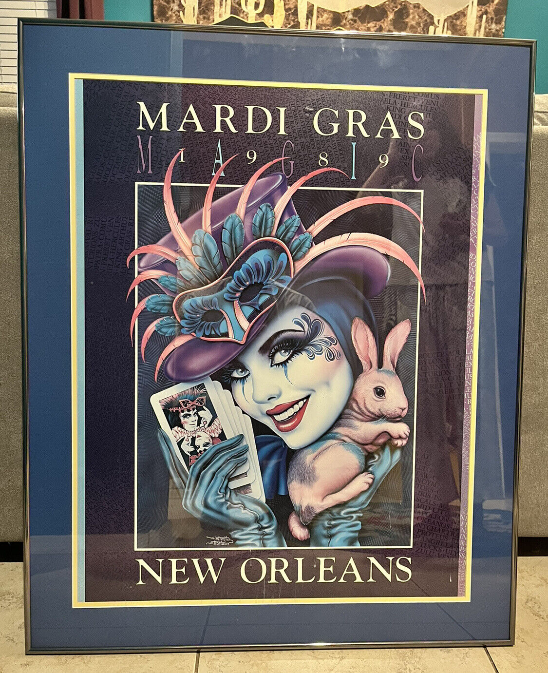 RARE Mardi Gras 1989 New Orleans MAGIC Poster Andrea Mistretta Authenticated OG