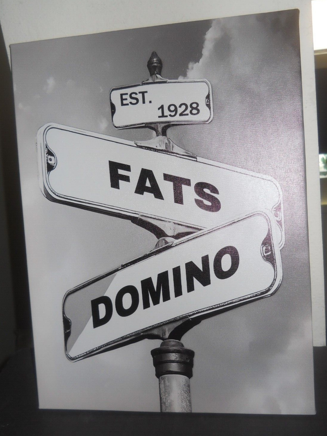 Fats Domino Black & White Framed Canvas Street Sign Picture 15.5 \