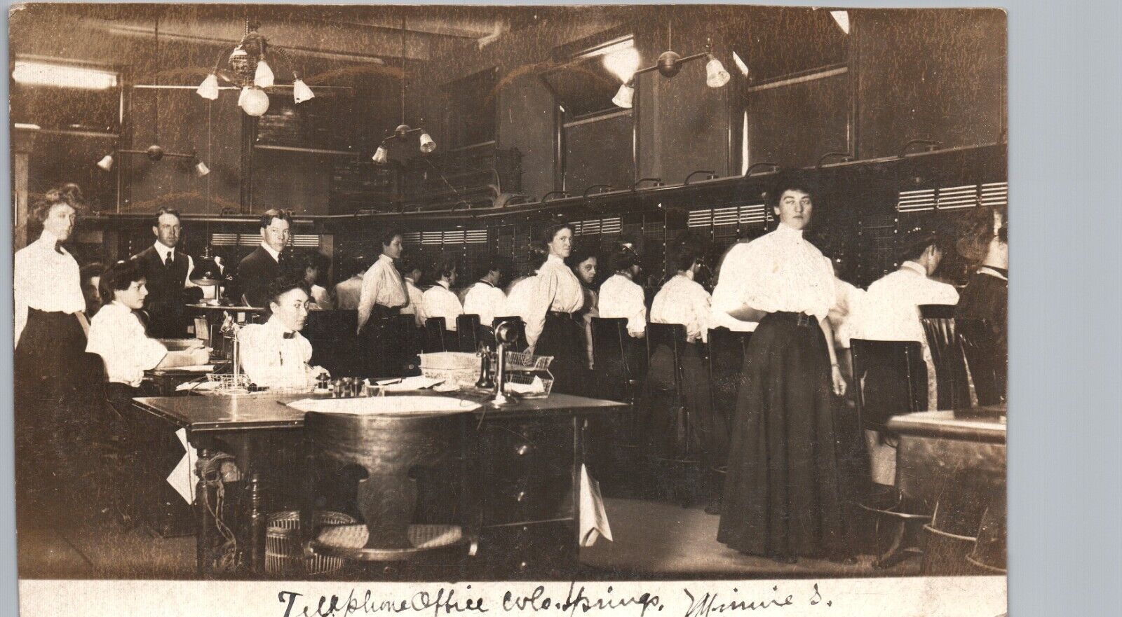 TELEPHONE OFFICE GIRLS colorado springs co real photo postcard rppc ~TRIMMED