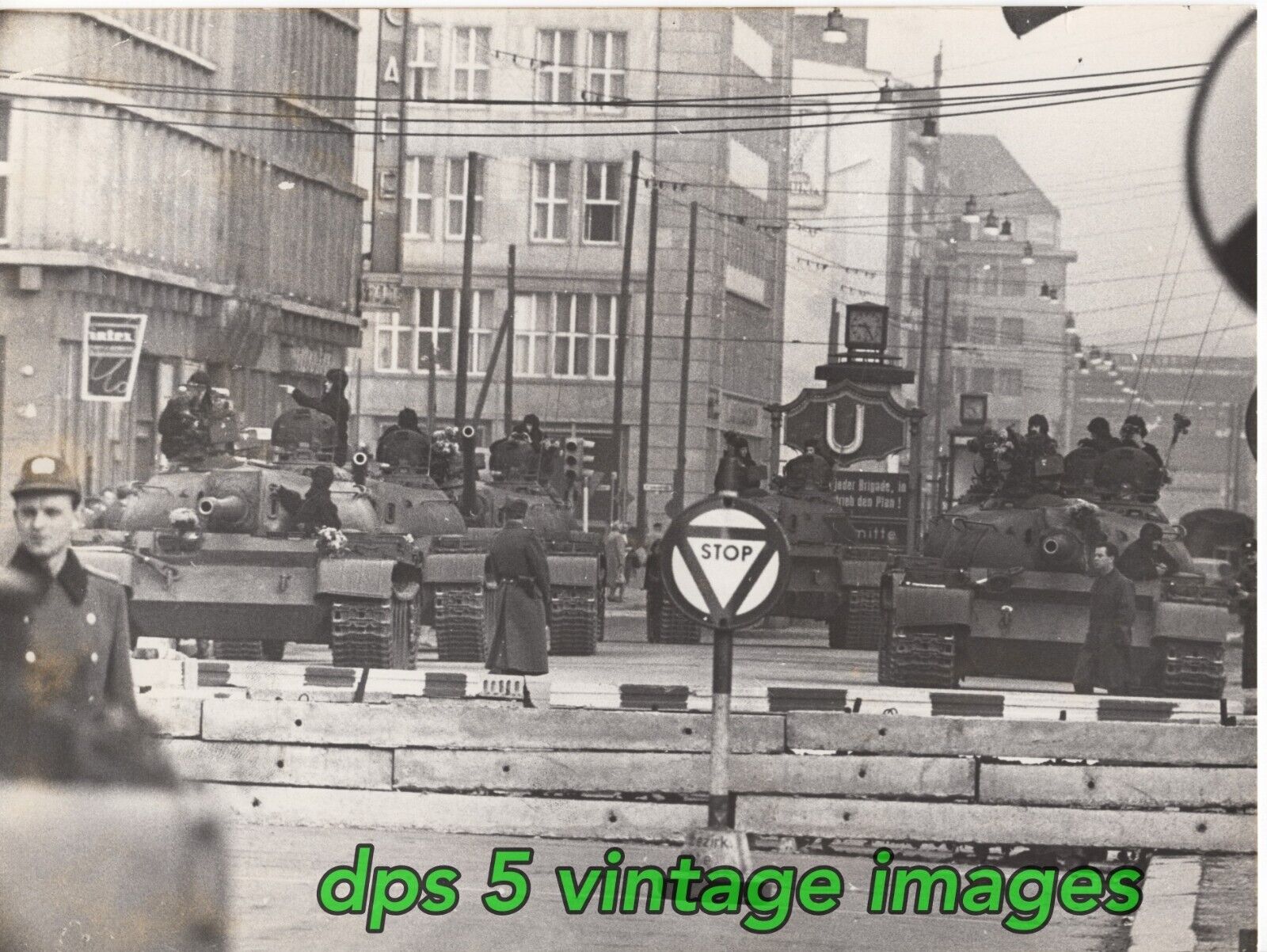 Vintage 1960s - Berlin Wall -Demarcation Line betwE & W Berlin 9x7 Media Photo