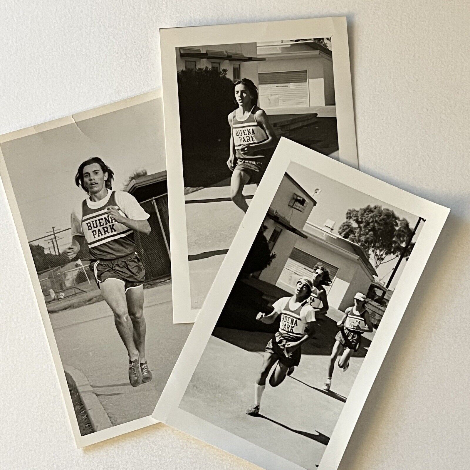 Vintage 70s B&W Snapshot Photograph Buena Park High School CA Running Track