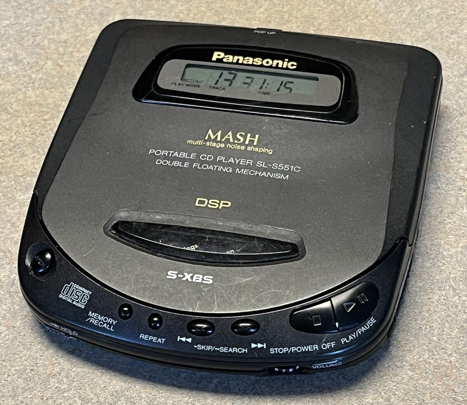 Panasonic Portable CD Player SL-S551C VTG 1993 Black DSP S-XBS MASH Tested Works