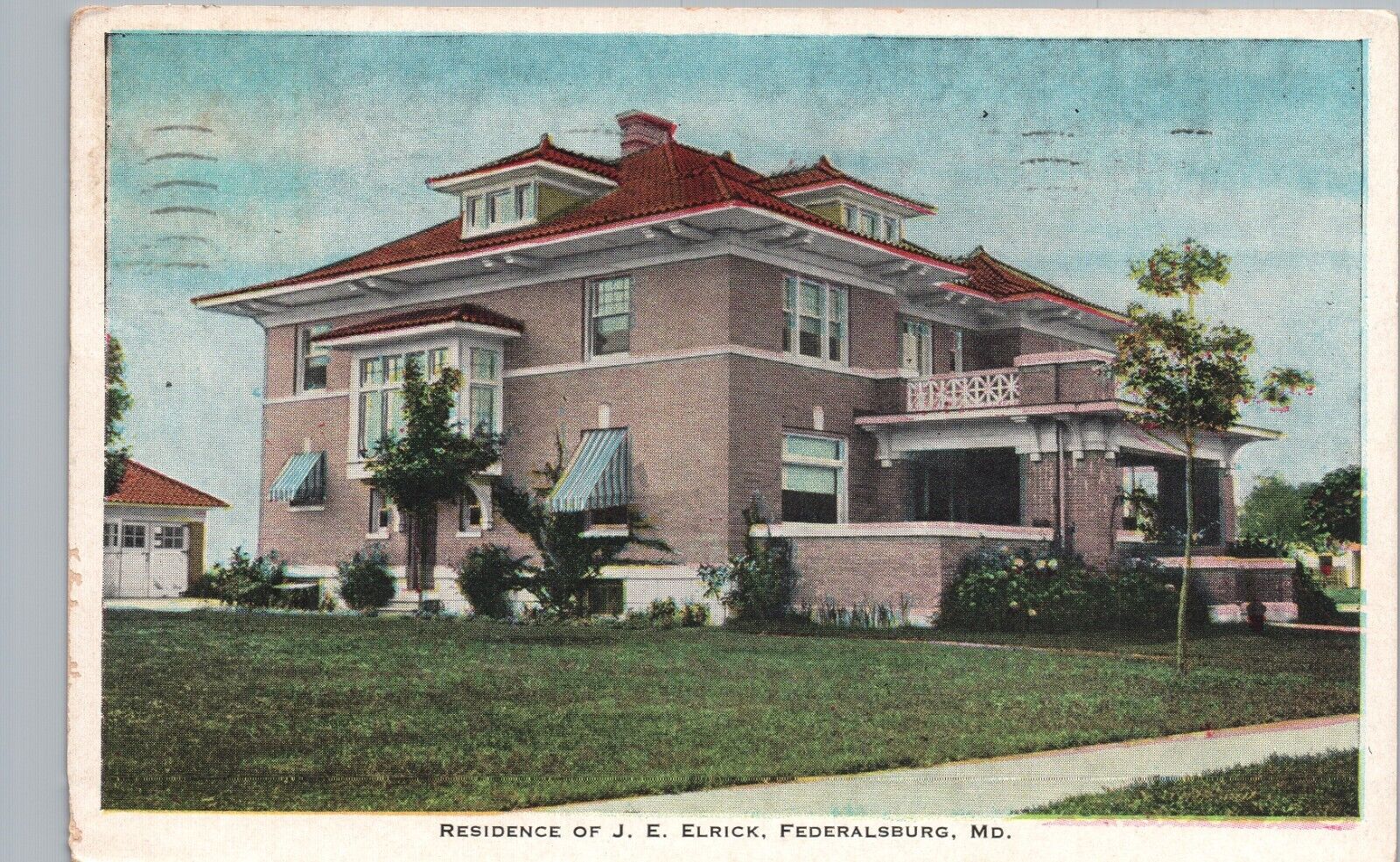 J.E. ELRICK HOUSE c1920s federalsburg md real photo postcard rppc maryland