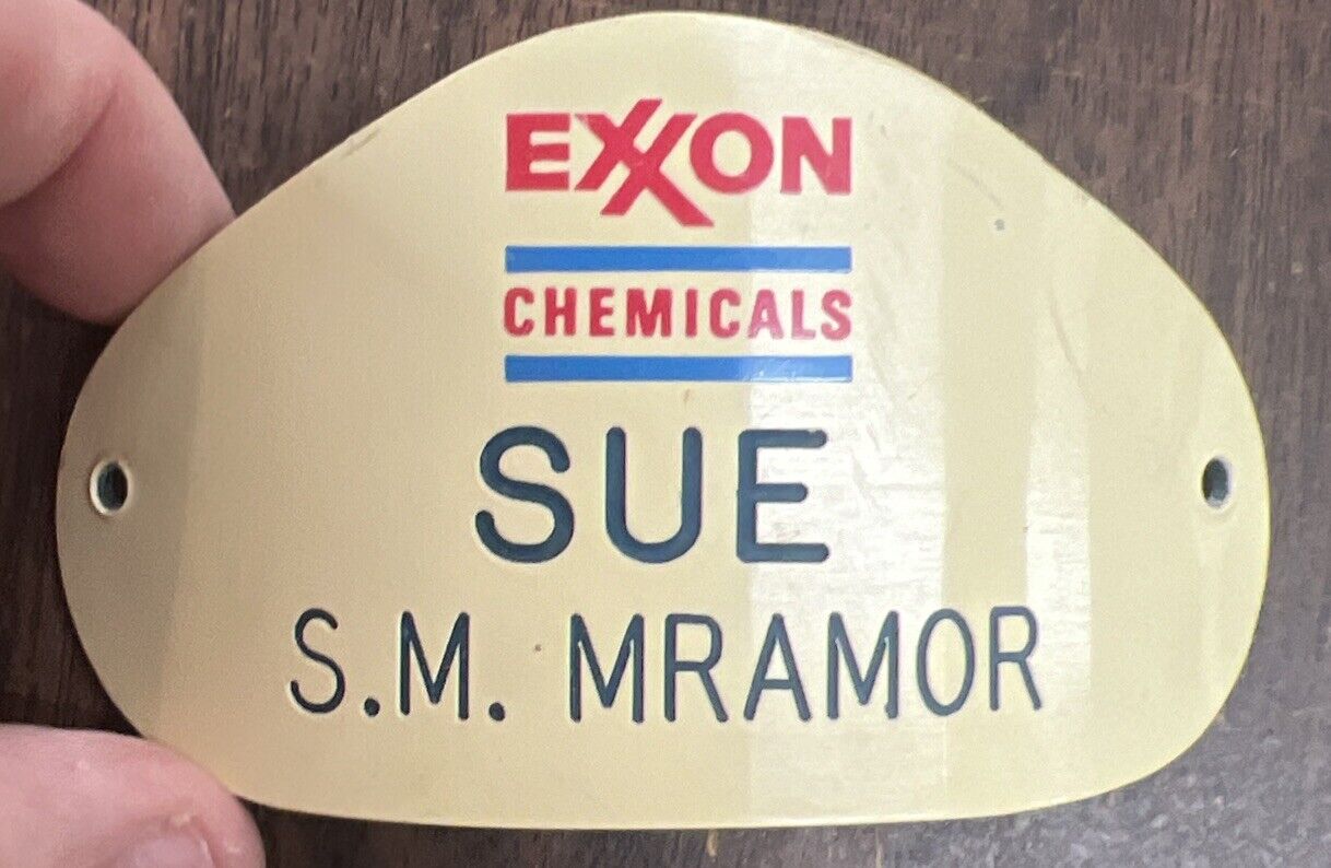 Vintage EXXON CHEMICALS HELMET BADGE RARE “Sue”