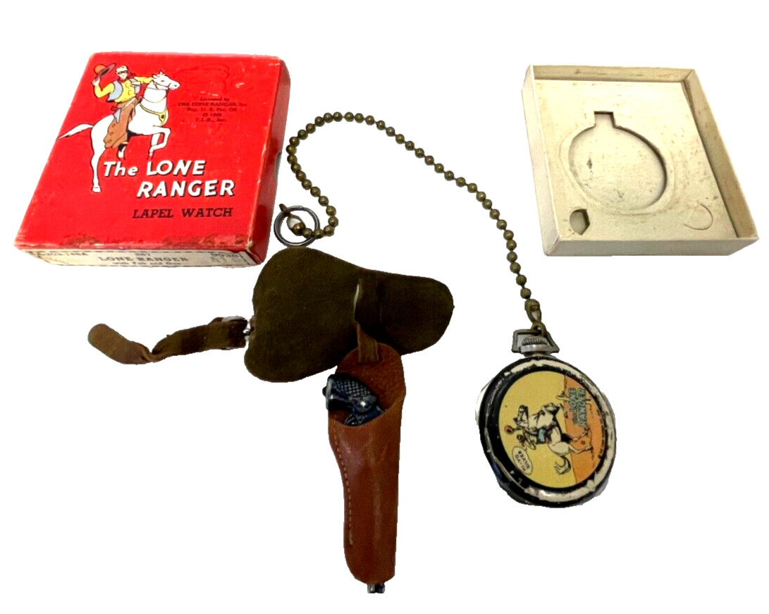 Vintage Lone Ranger Pocket Watch Running, Estate Find, 1939, W/fob, New Haven