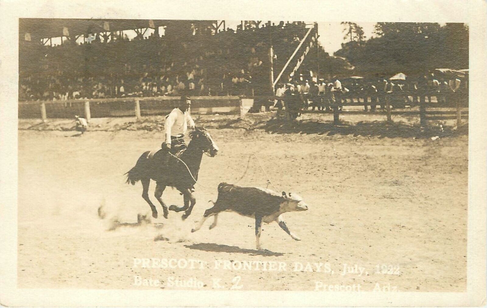 Postcard RPPC 1932 Arizona Prescott Cowboy Rodeo Bates AZ24-614