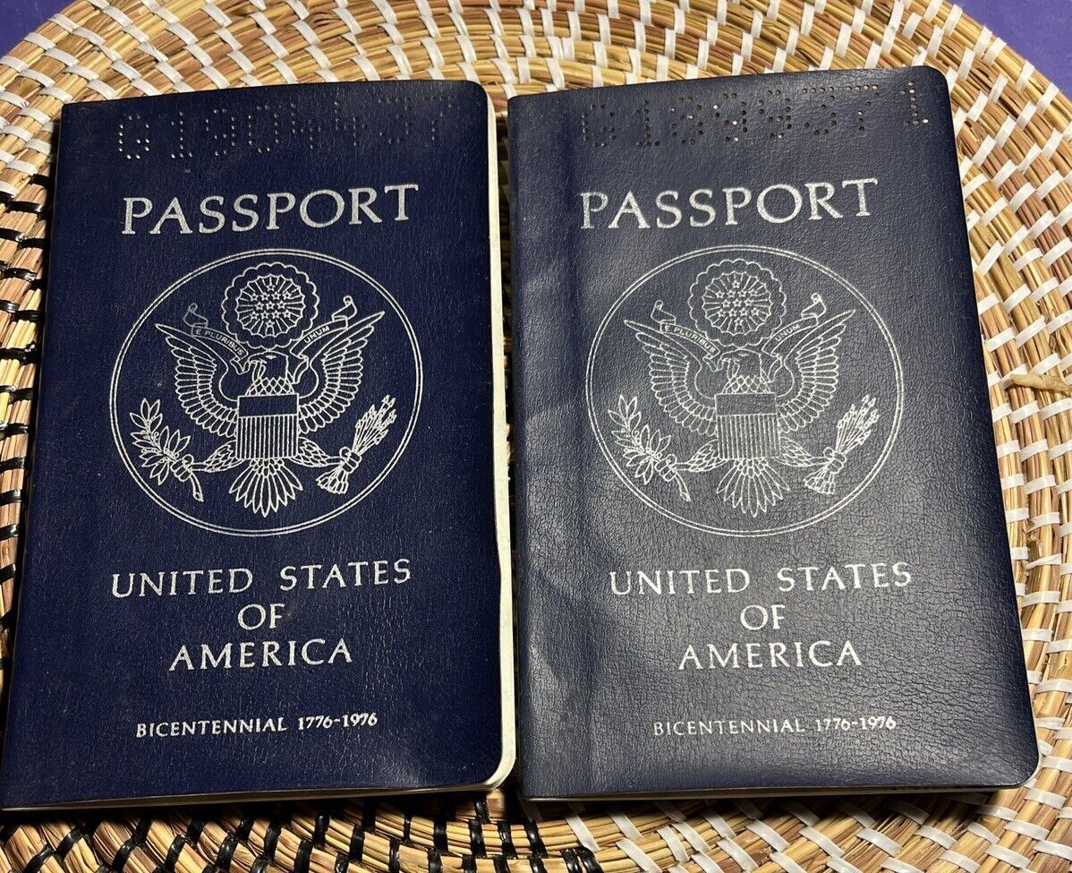 Lot Of 2 CANCELED U.S. PASSPORTS issued 1976 EXPIRED 1981 Visa Stamps Couple PA