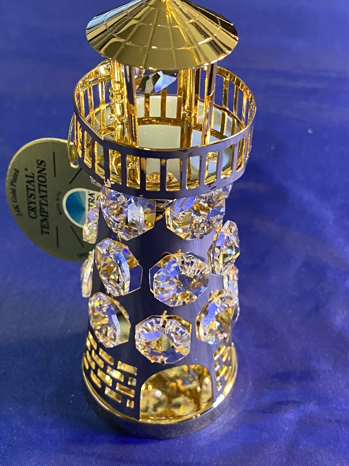 Lighthouse Gold Plated With Crystals Ornament