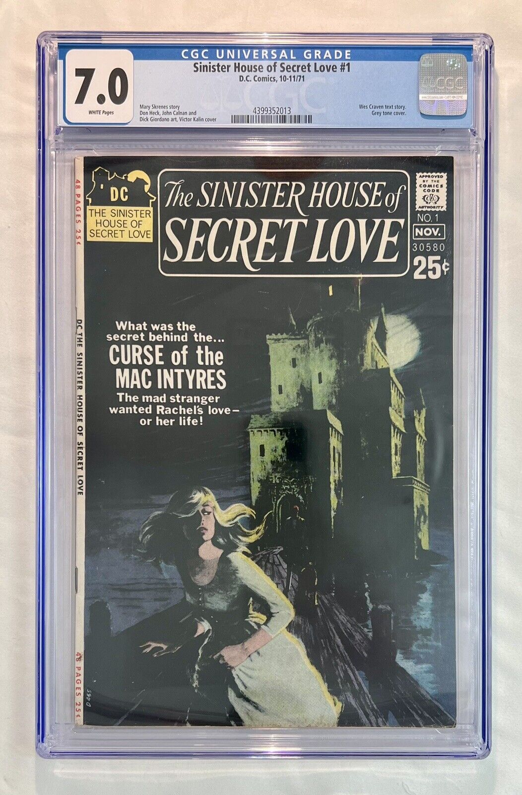 DC Sinister House Of Secret Love #1 1971 CGC 7.0 Wes Craven