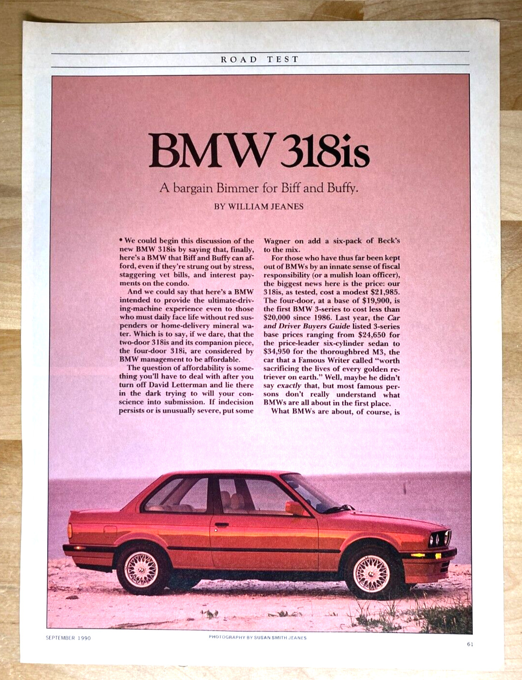 1991 BMW 318is E30 3-Series Original Magazine Article