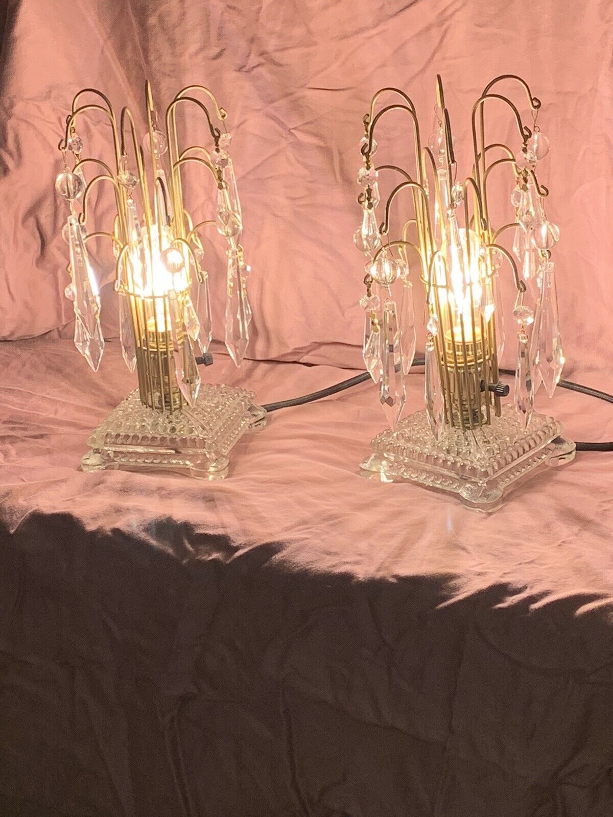 Vintage Waterfall Table Lamps, Beautiful, set of 2 rewired, work excellently. 
