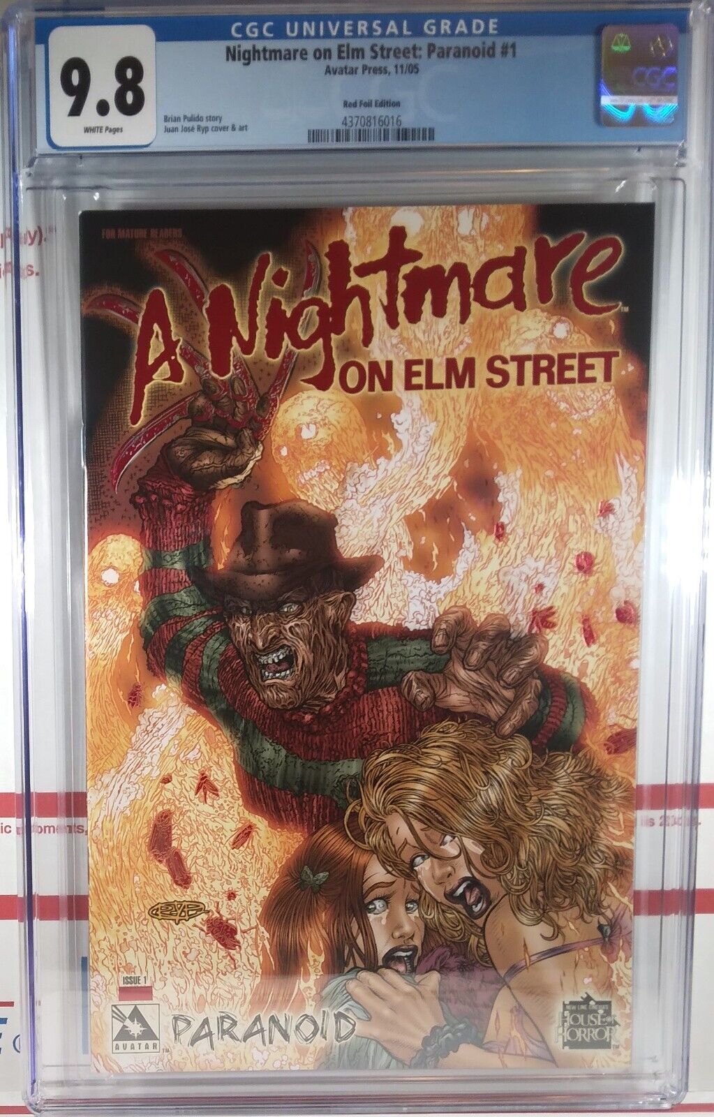 🩸💀 CGC 9.8 NM/MT A NIGHTMARE ON ELM STREET PARANOID #1 RED FOIL VARIANT 2005