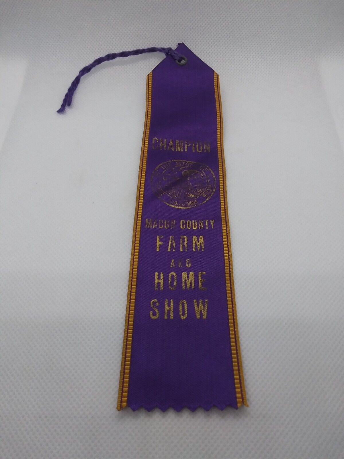 Vintage The State Of Illinois Champion Macon County Farm And Home Show Ribbon