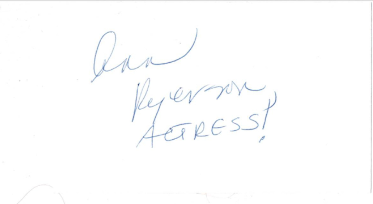 Ann Ryerson signed autographed index card AMCo COA 11268