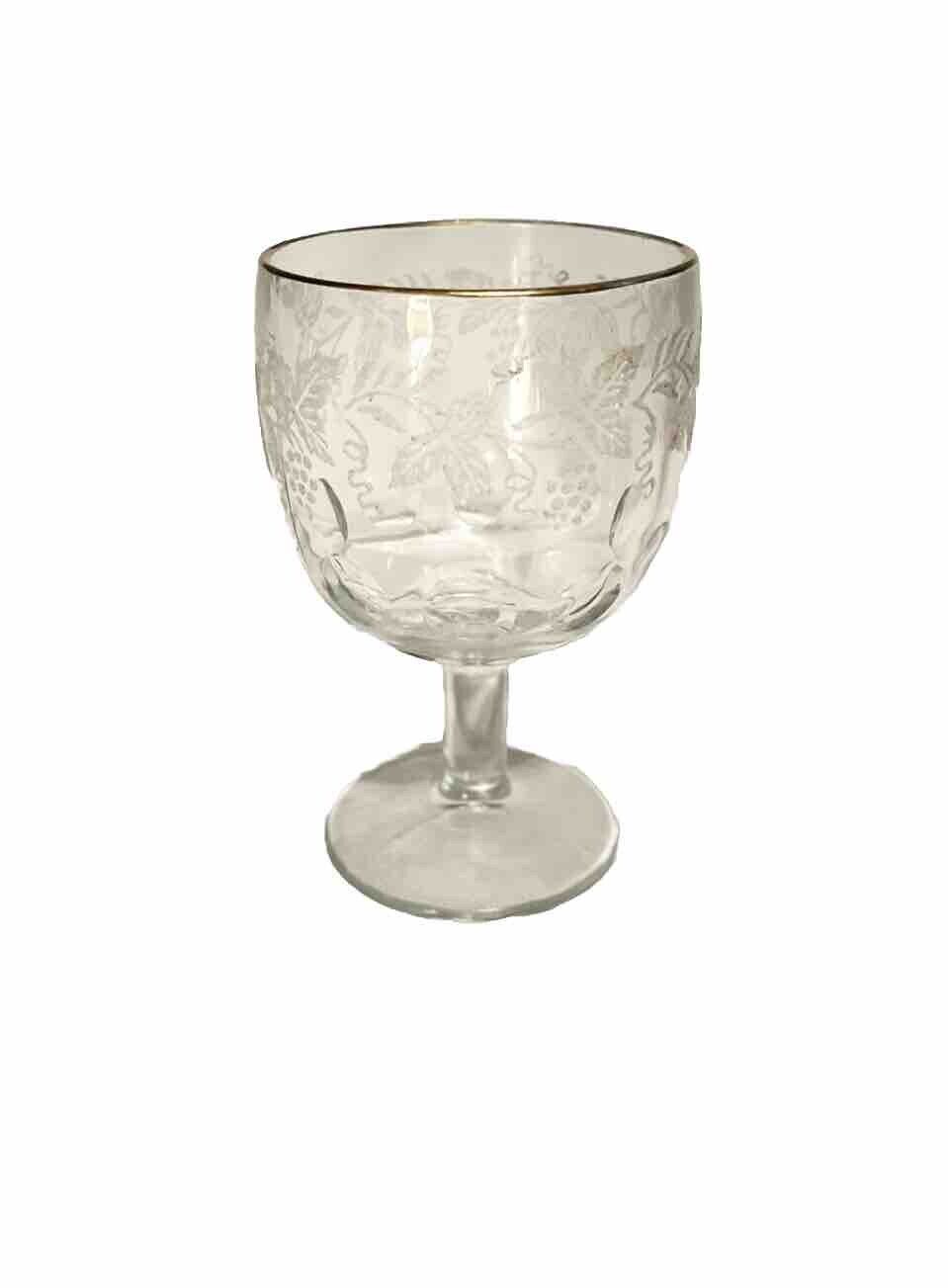 ANTIQUE VICTORIAN EARLY GLASS GOBLET CHALICE WITH FLORAL DECORATION