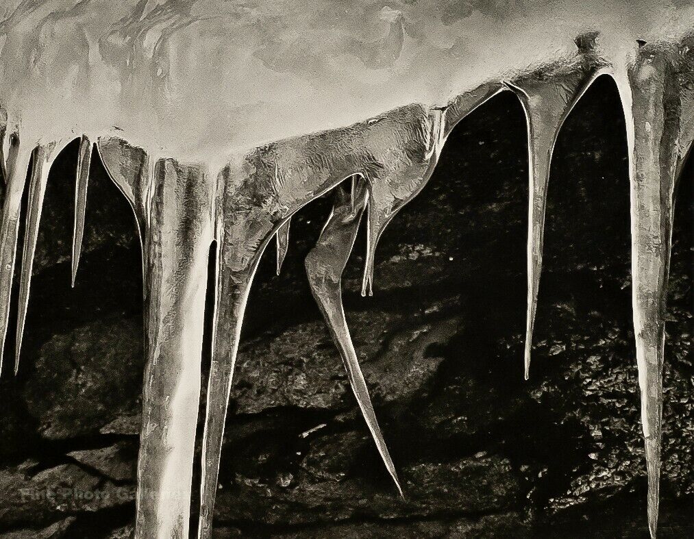 1935/72 ANSEL ADAMS Vintage Icicles Ice Stalagmites Frozen Nature Photo Art 8X10