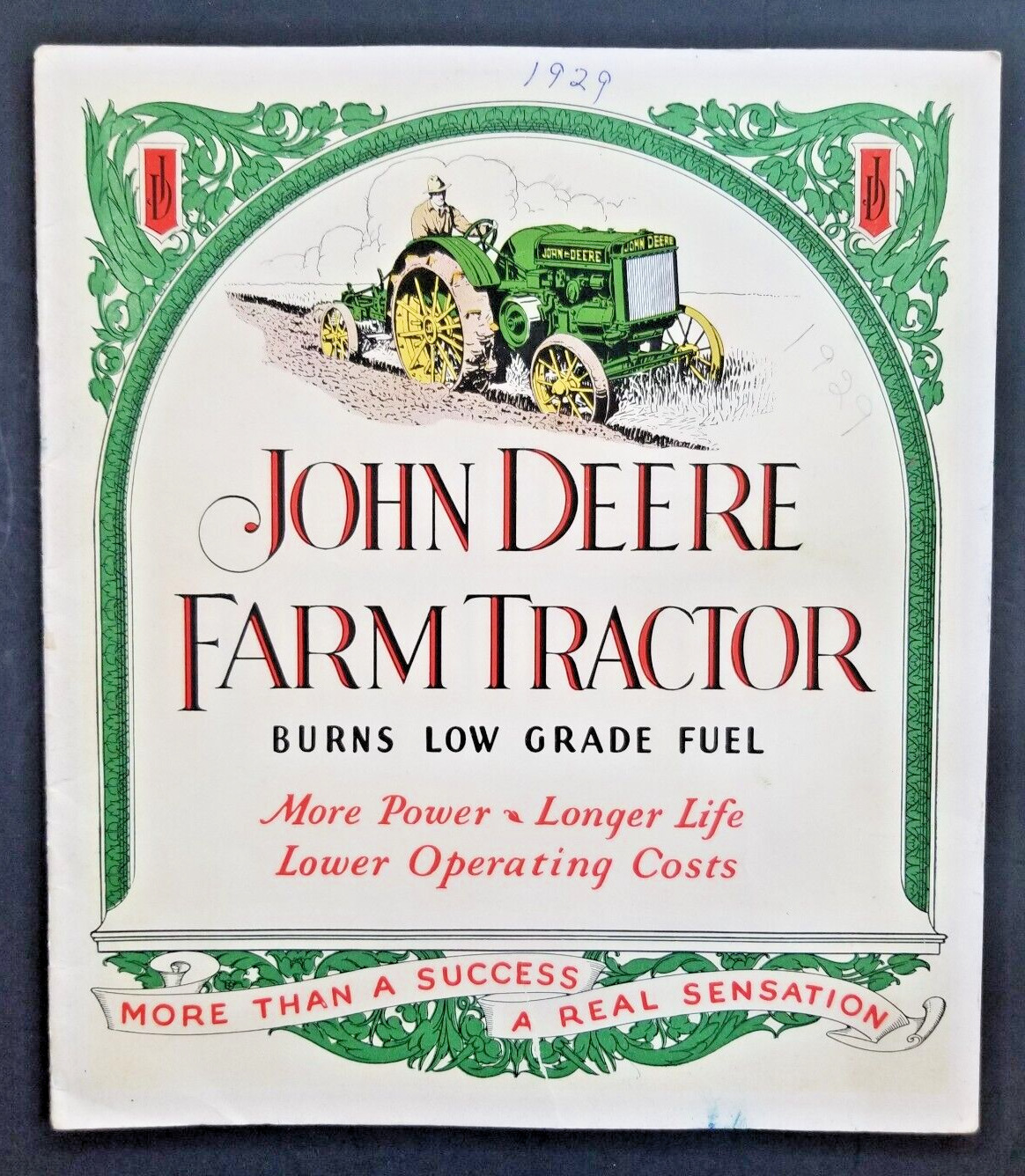 Vintage 1929 John Deere Farm Tractor Original Brochure - Rare