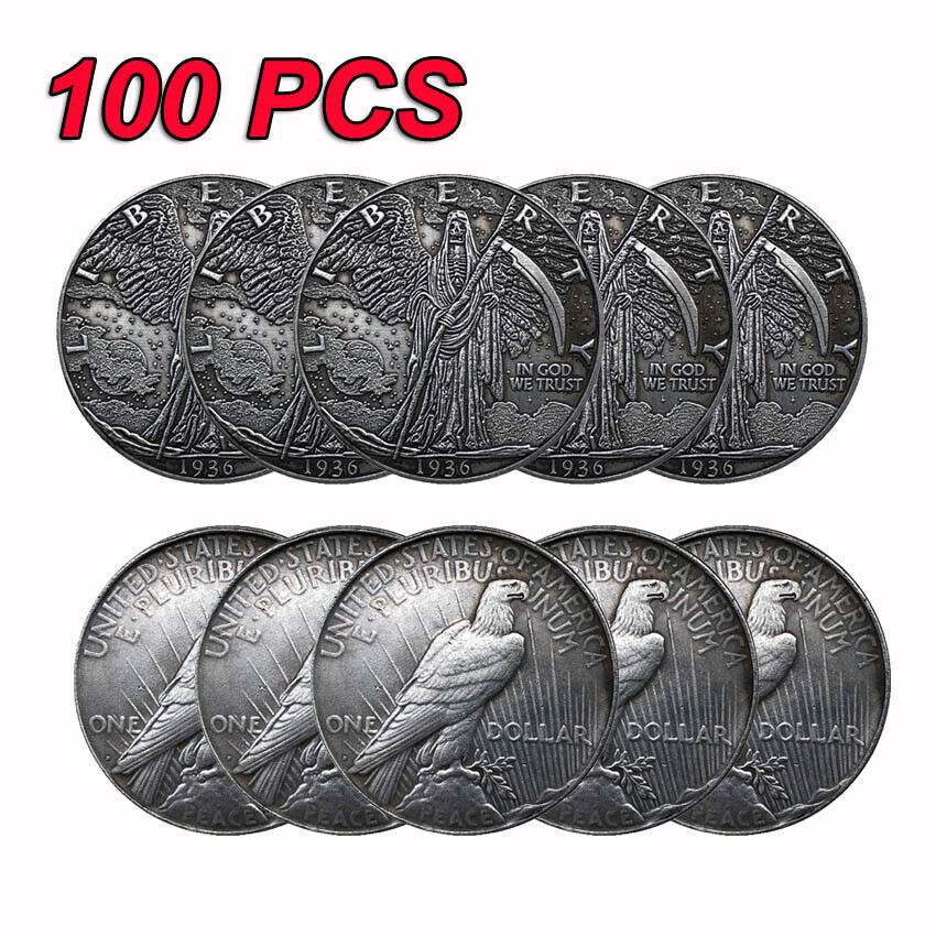 100PCS Grim Reaper 1936 US Liberty  Challenge Coin Decor Commemorative