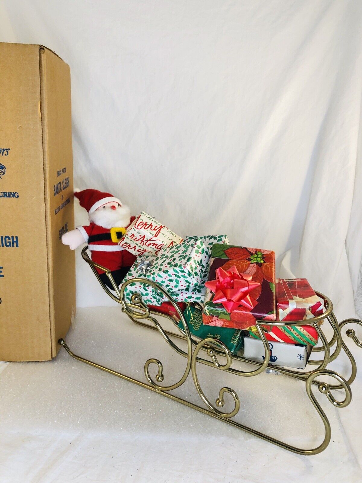 Home Interiors HOMCO #5301-DE Brass Plated Christmas Santa Sleigh