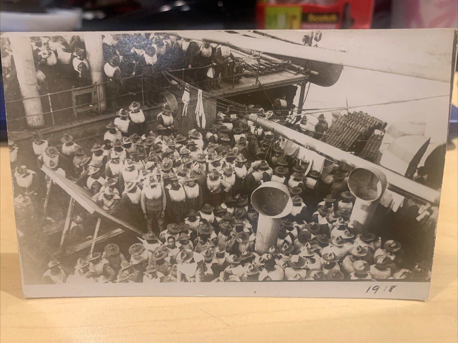 WW1 US ARMY AEF TROOPSHIP PRESIDENT LINCOLN AT SEA 1918,PHOTO POSTCARD,LOOK