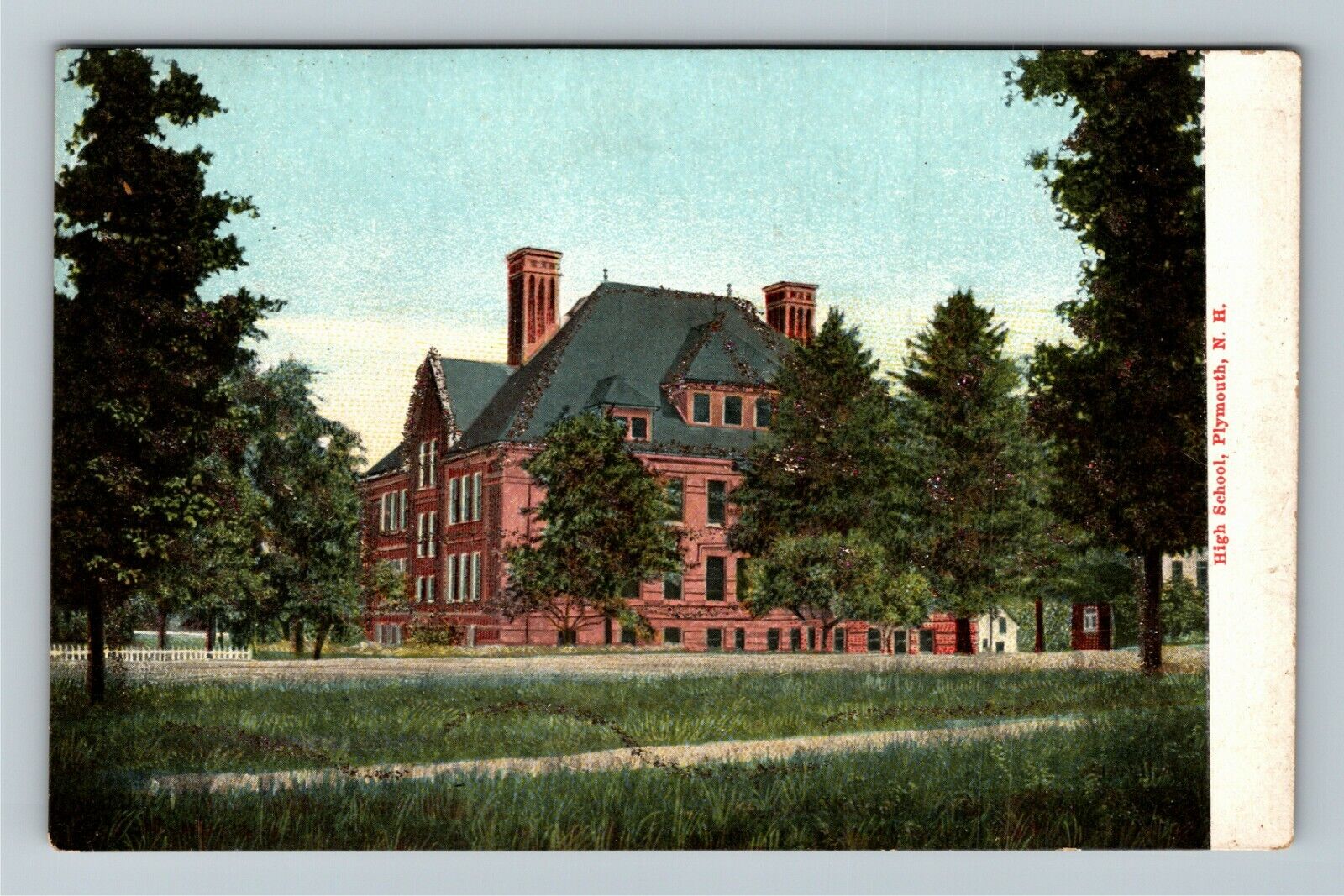 Plymouth NH-New Hampshire, High School, Outside Distance View, Vintage Postcard