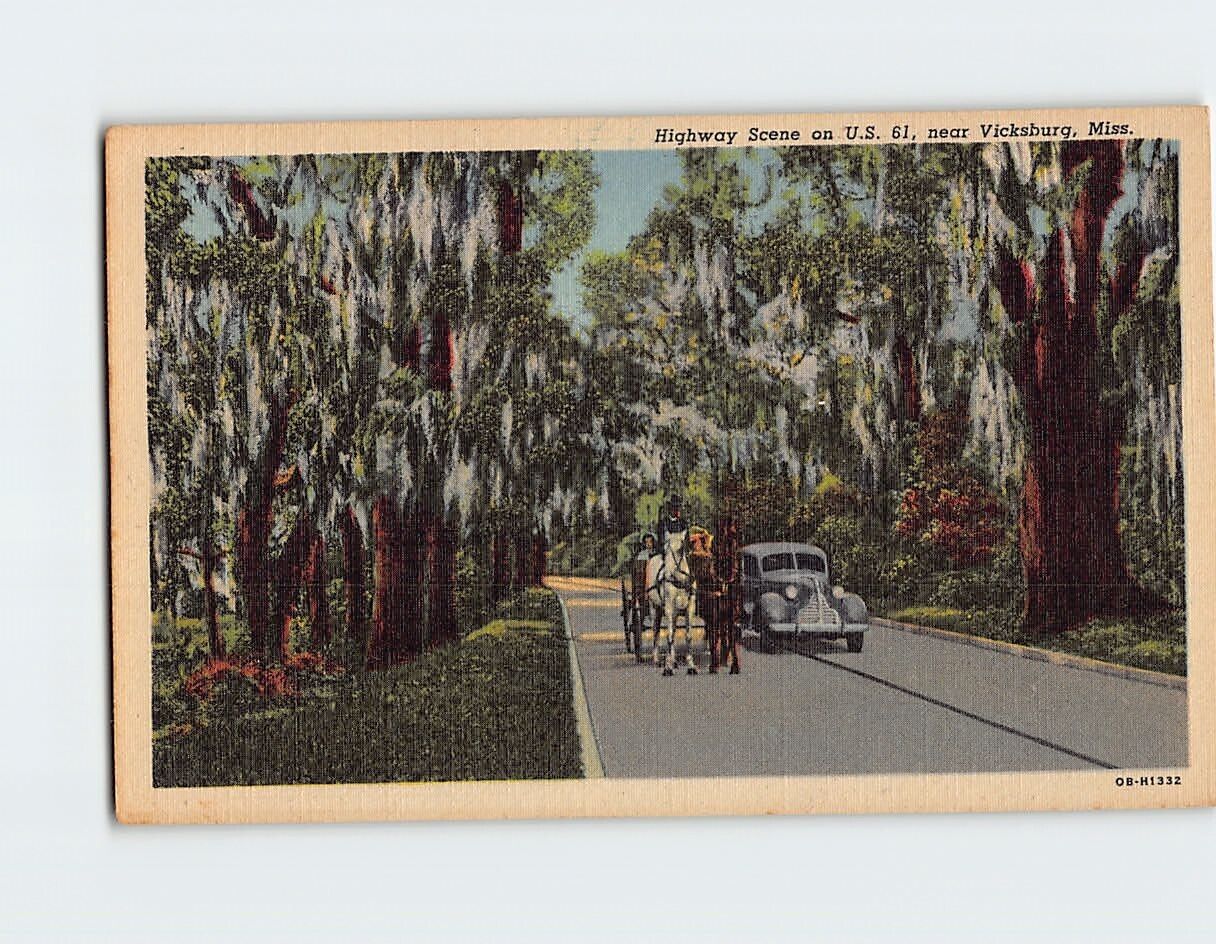 Postcard Highway Scene on US 61 near Vicksburg Mississippi