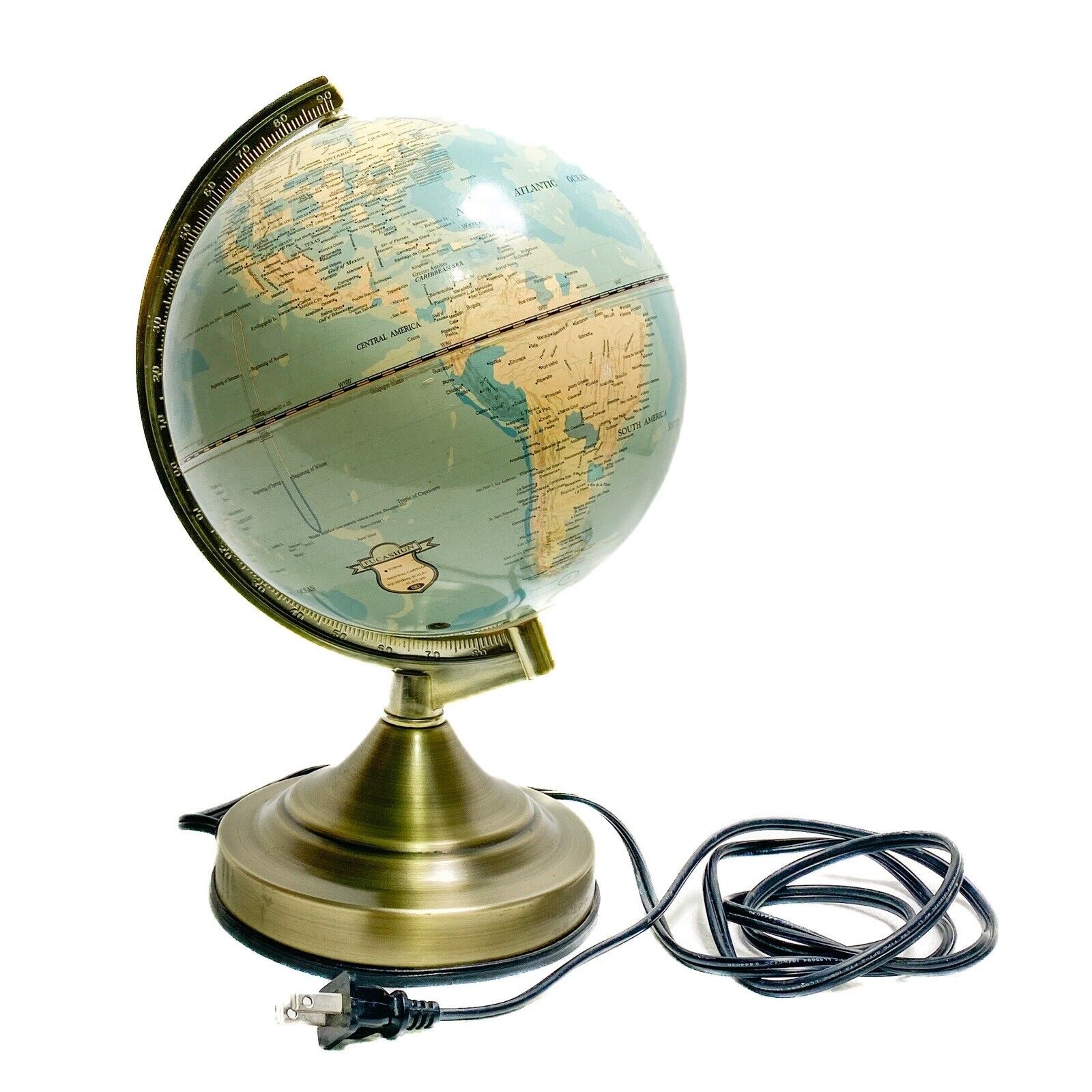 Vintage Fucashun Light up World Globe Portable Lamp Touch Dim